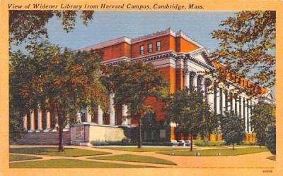 View of Widener Library Cambridge, Massachusetts Postcard