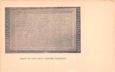 Tablet of West Gate Cambridge, Massachusetts Postcard
