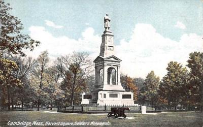 Harvard Square, Soldier's Monument Cambridge, Massachusetts Postcard