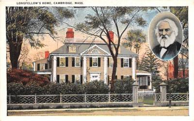 Longfellow's Home Cambridge, Massachusetts Postcard