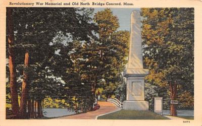 Revolutionary War Memorial & Old North Bridge Concord, Massachusetts Postcard