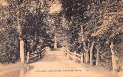 Monument & Bridge Concord, Massachusetts Postcard