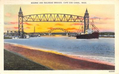 Bourne & Railroad Bridges Cape Cod, Massachusetts Postcard