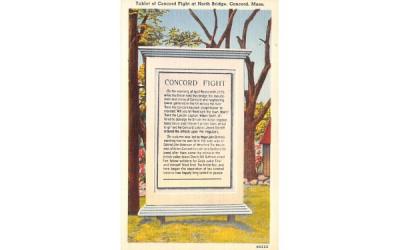 Tablet of Concord Fight at North Bridge Massachusetts Postcard
