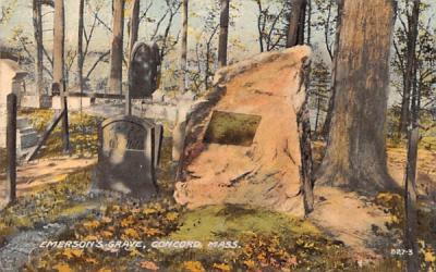 Emerson's Grave Concord, Massachusetts Postcard