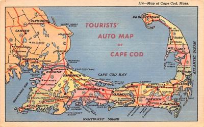 Map of Cape Cod Massachusetts Postcard