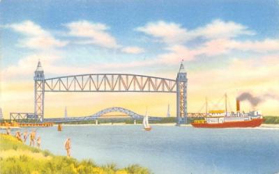 Railroad & Bourne Bridges over Cape Cod Canal Massachusetts Postcard
