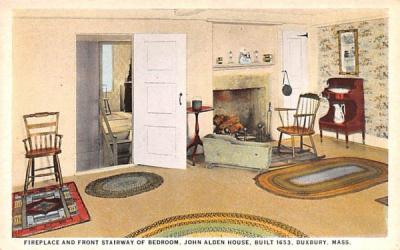 Fireplace & Front Stairway of Bedroom Duxbury, Massachusetts Postcard