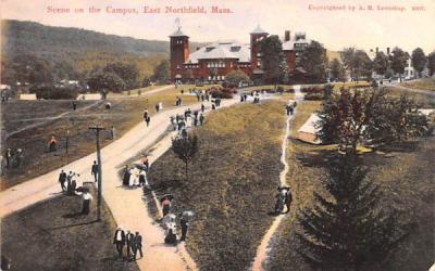 Scene on the Campus East Northfield, Massachusetts Postcard