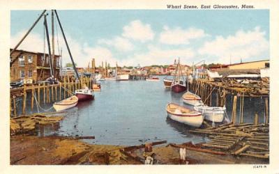 Wharf Scene East Gloucester, Massachusetts Postcard