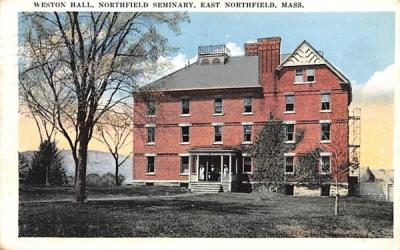 Weston Hall East Northfield, Massachusetts Postcard