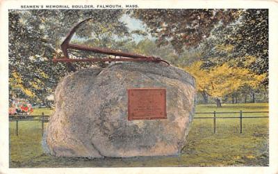Seamen's Memorial Boulder Falmouth, Massachusetts Postcard