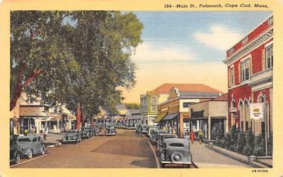 Main St. Falmouth, Massachusetts Postcard