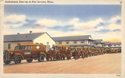 Ambulance Line-up Fort Devens, Massachusetts Postcard