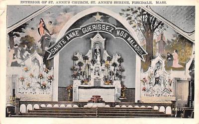 Interior of St. Anne's Church Fiskdale, Massachusetts Postcard