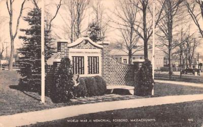 World War II Memorial Foxboro, Massachusetts Postcard
