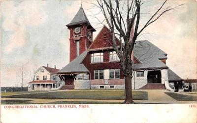 Congregational Church Franklin, Massachusetts Postcard