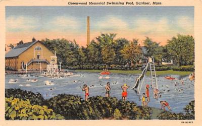Greenwood Memorial Swimming Pool Gardner, Massachusetts Postcard
