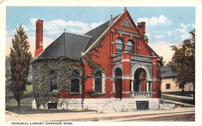Memorial Library Gardner, Massachusetts Postcard