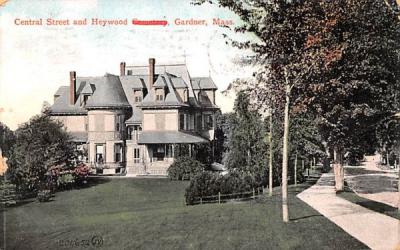 Central Street & heywood  Gardner, Massachusetts Postcard