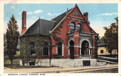 Memorial Library Gardner, Massachusetts Postcard