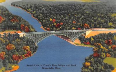 Aerial View of French King Bridge & Rock Greenfield, Massachusetts Postcard