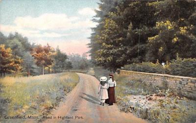 Road in Highland Park Greenfield, Massachusetts Postcard