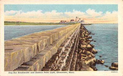 Dog Bar Breakwater & Eastern Point Light Gloucester, Massachusetts Postcard