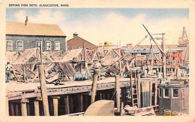 Drying Fish Nets Gloucester, Massachusetts Postcard