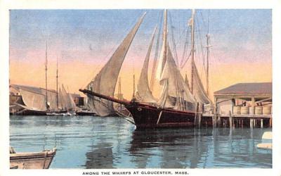 Among the Wharfs Gloucester, Massachusetts Postcard
