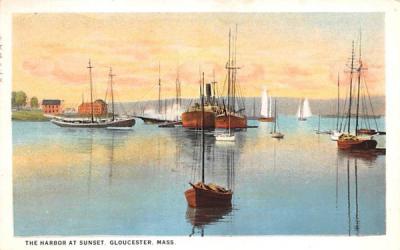 The Harbor at Sunset Gloucester, Massachusetts Postcard