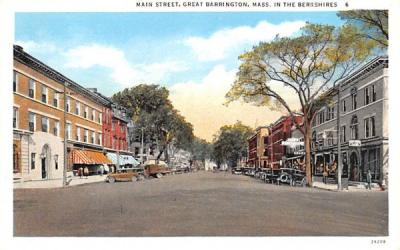 Main Street Great Barrington, Massachusetts Postcard