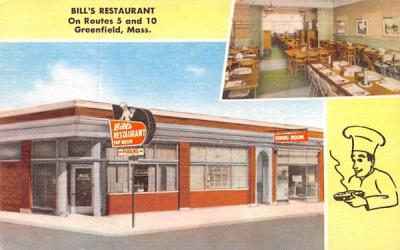 Bill's Restaurant Greenfield, Massachusetts Postcard