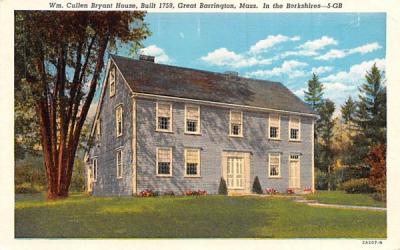 Wm. Cullen Bryant House Great Barrington, Massachusetts Postcard