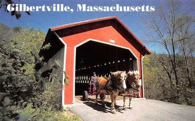 Covered Bridge  Gilbertville, Massachusetts Postcard