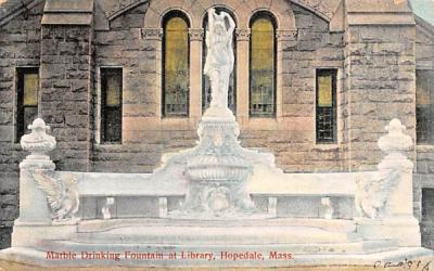 Marble Drinking Fountain at Library Hopedale, Massachusetts Postcard