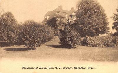 Residence of Lieut.-Gov. E.S. Draper Hopedale, Massachusetts Postcard