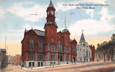 City Hall & First Pentecostal Church Haverhill, Massachusetts Postcard