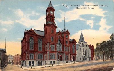 City Hall & First Pentecostal Church Haverhill, Massachusetts Postcard