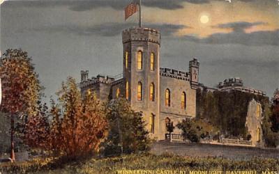 Winnekenni Castle by moonlight Haverhill, Massachusetts Postcard