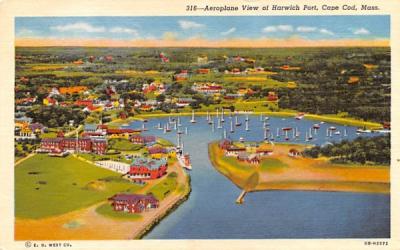 Aeroplane View of Harwich Port Massachusetts Postcard