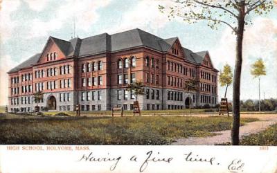 High School Holyoke, Massachusetts Postcard