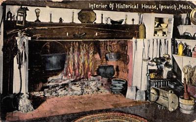 Interior of Historical House Ipswich, Massachusetts Postcard