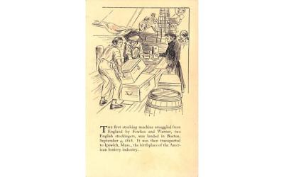 The First Stocking Machine Ipswich, Massachusetts Postcard