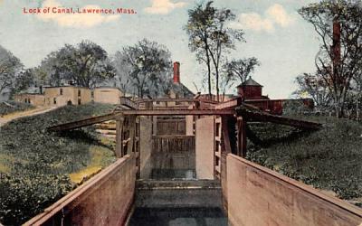 Lock of CanalLawrence, Massachusetts Postcard