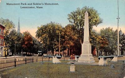 Monument Park & Soldiers MonumentLeominster, Massachusetts Postcard