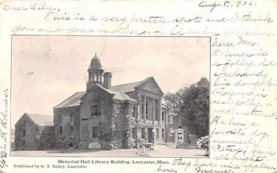 Memorial Hall LibraryLancaster, Massachusetts Postcard
