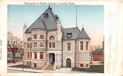 Memorial & Public LibraryLowell, Massachusetts Postcard