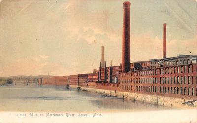 Mills on Merrimac RiverLowell, Massachusetts Postcard
