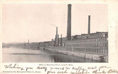 Mills on Merrimac RiverLowell, Massachusetts Postcard
